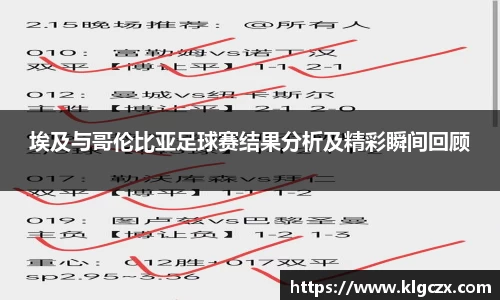埃及与哥伦比亚足球赛结果分析及精彩瞬间回顾