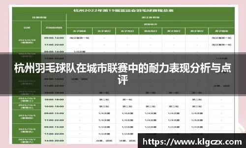 杭州羽毛球队在城市联赛中的耐力表现分析与点评